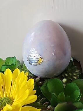 Handcrafted In Italy Genuine Alabaster Lavender Decorative Egg